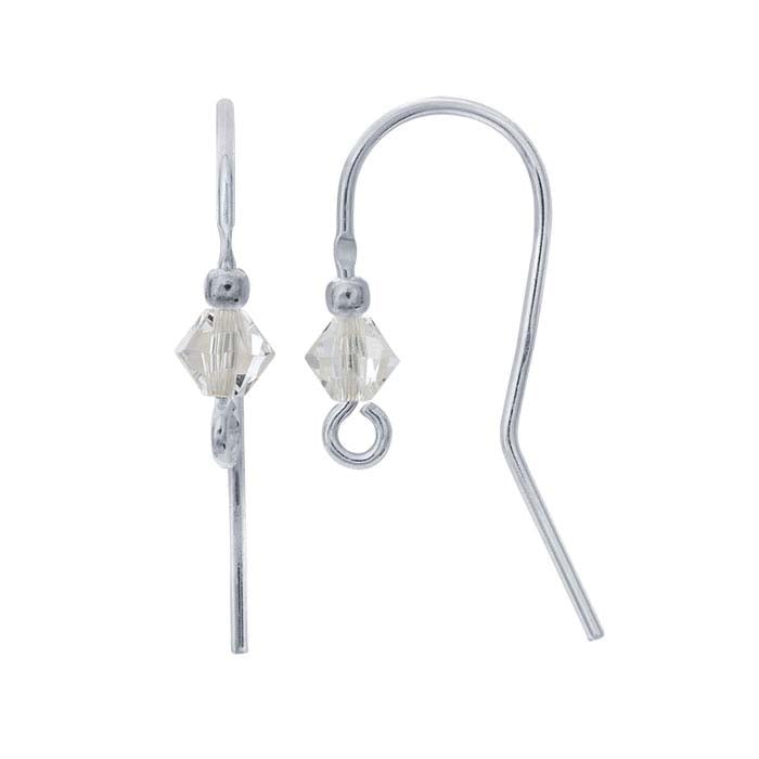 Sterling Silver 4mm Crystal Set Ear Wire with Loop