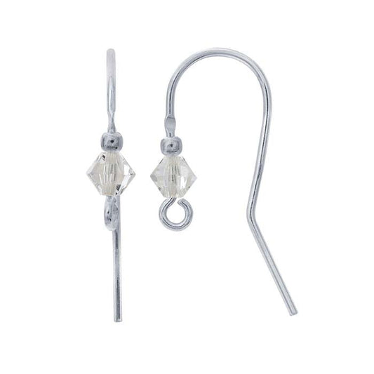 Sterling Silver 4mm Crystal Set Ear Wire with Loop