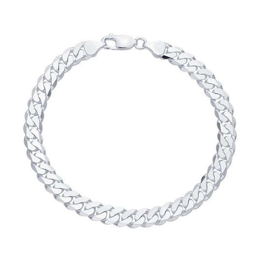 Sterling Silver Diamond-Cut Pavé-Look Curb Chain Bracelet