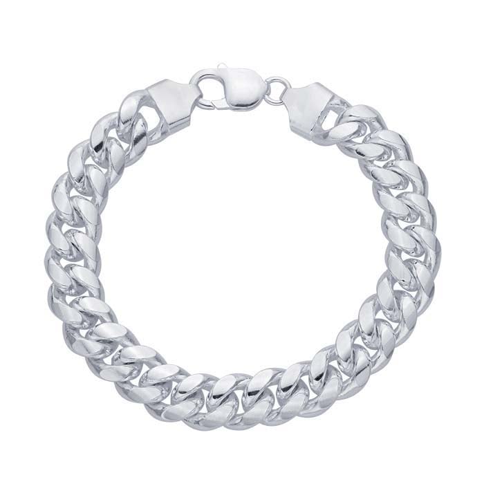 Sterling Silver Diamond-Cut Curb Chain Bracelet