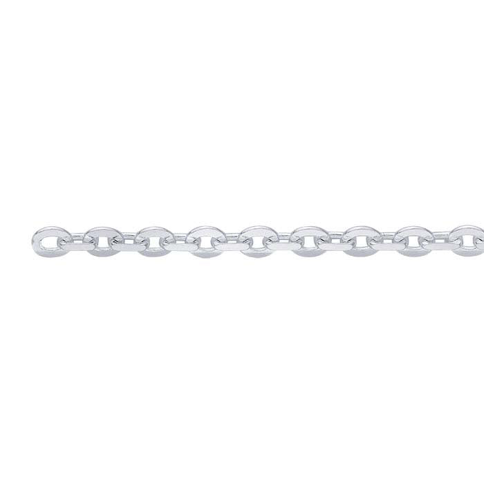 Sterling Silver Flat Oval Cable Chain, By the Foot