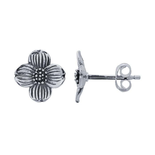 Sterling Silver Dogwood Flower Earrings