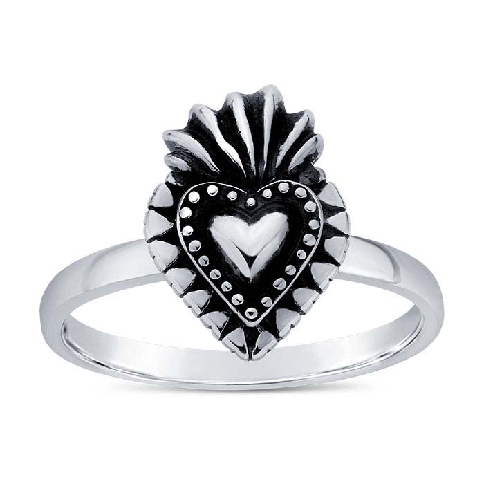 Sterling Silver Flaming Heart Ring