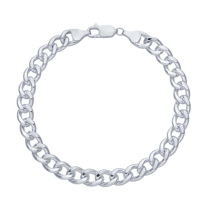 Sterling Silver Beveled Flat Curb Chain Bracelet