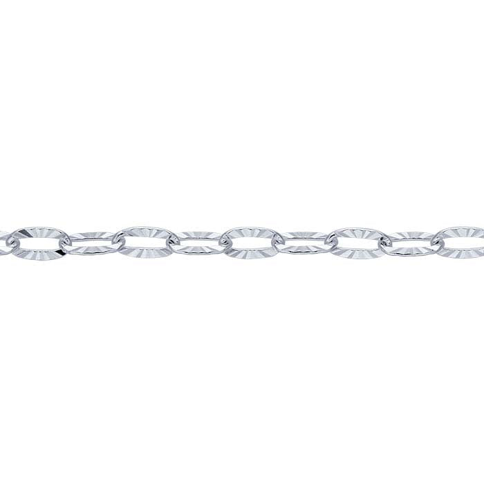 Sterling Silver Patterned Flat Oval Cable Chain