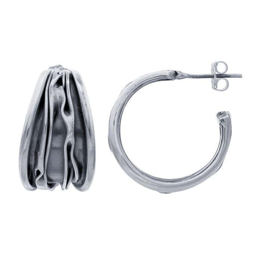 Sterling Silver Corrugated 3/4-Hoop Earring