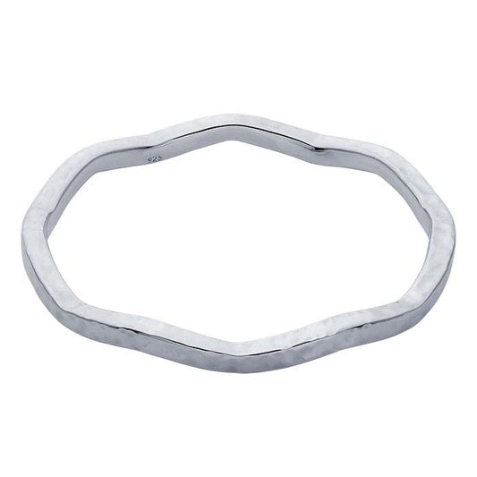 Sterling Silver Hammered Wavy Bangle Bracelet