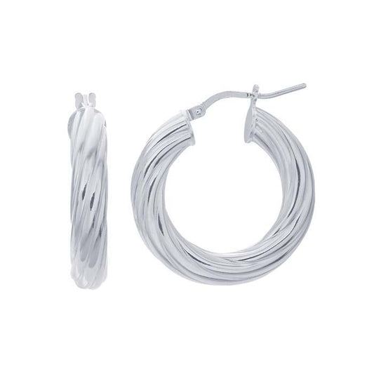 Sterling Silver Twist Hoop Earrings