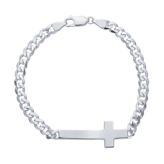 Sterling Silver Cross 5.6mm Curb Chain Bracelet
