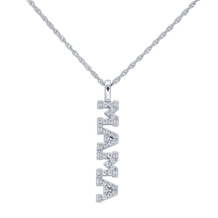 Sterling Silver CZ-Set "MAMA" Pendant Necklace
