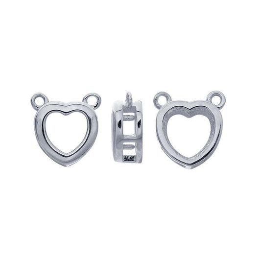 Sterling Silver Heart Cabochon Festoon Charm Mounting