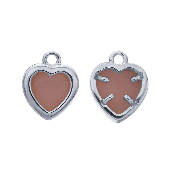 Sterling Silver Heart Cabochon Charm Mounting