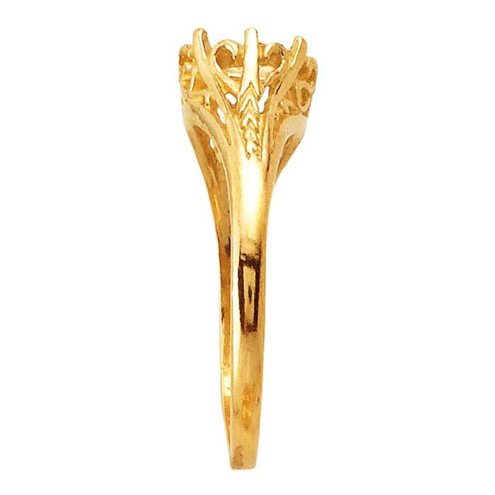 Montatura per anello ovale ornata 7 x 5mm in oro giallo 14K