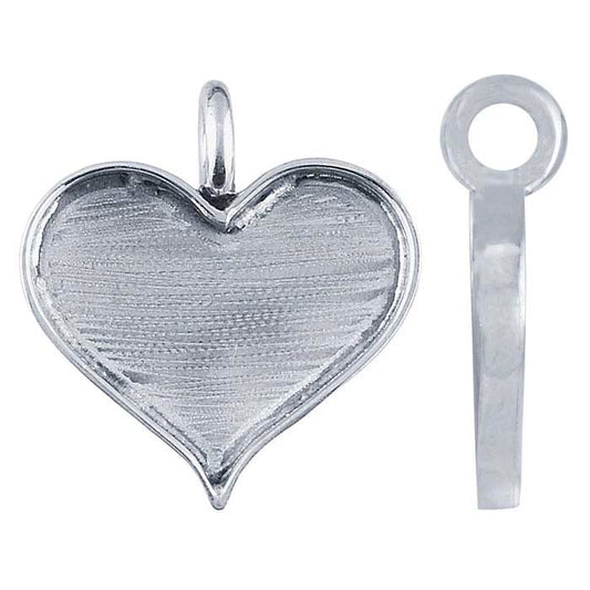 Sterling Silver 22 x 13mm Heart Resin Pendant Mounting