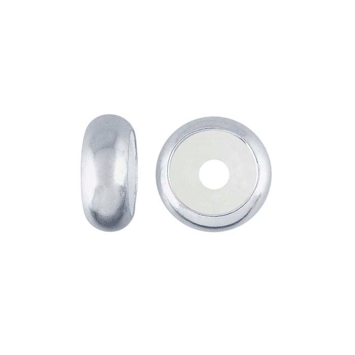 Sterling Silver 7 x 2.7mm Roundel "Smart" Bead with Silicone Insert