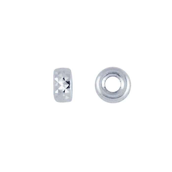 Sterling Silver 3,2 x 1,6 mm Rundel Diamantskuren Pärla