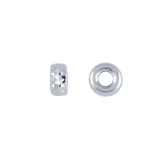 Sterling Silver 3,2 x 1,6 mm Rundel Diamantskuren Pärla