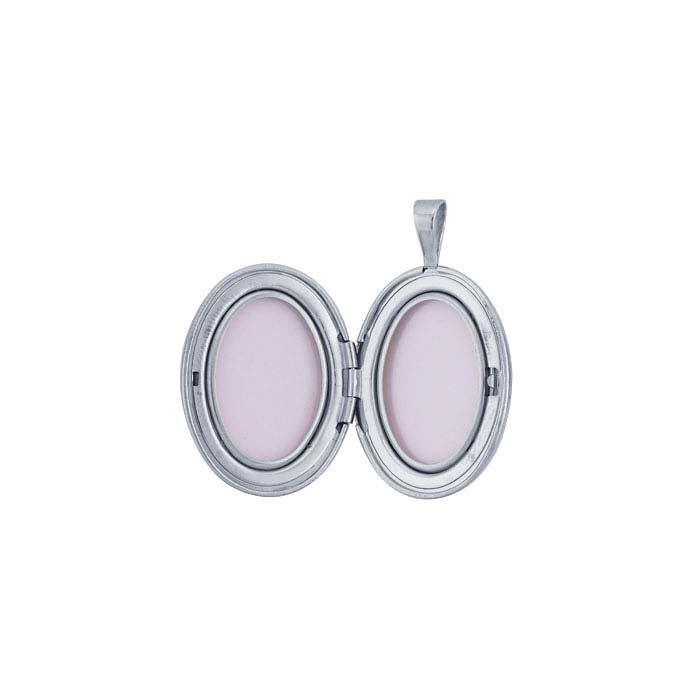 Sterling Silver Oval Engraved Scroll Locket Pendant