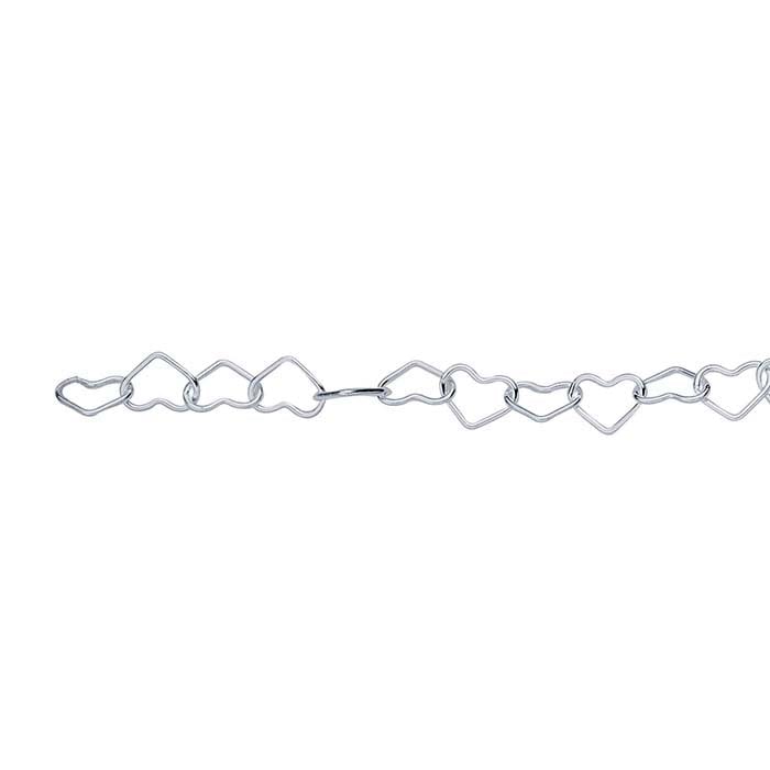 Sterling Silver Heart Link Chain, By the Foot