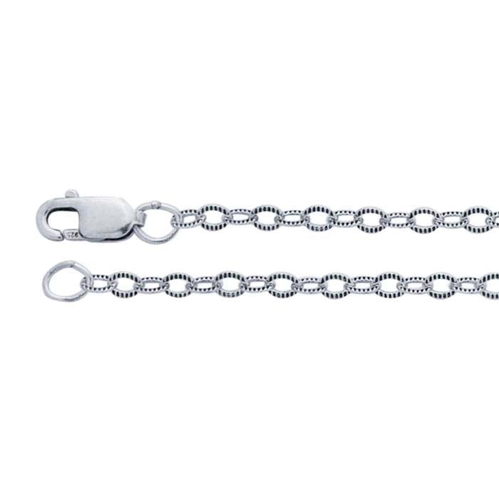 Sterling Silver Oxidized 2.1mm Patterned Cable Chain