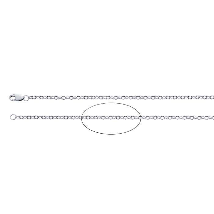 Sterling Silver Oxidized 2.1mm Patterned Cable Chain