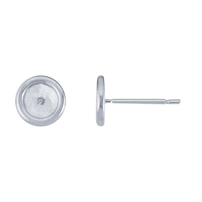 Sterling Silver Round Cabochon Post Earring Mounting