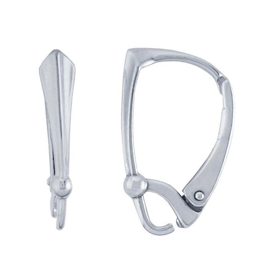 Sterling Silver Lever-Back Ear Wire with Art Deco Shield and Open Ring