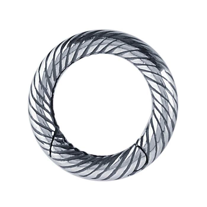 Sterling Silver Oxidized Twist Round Push Clasp