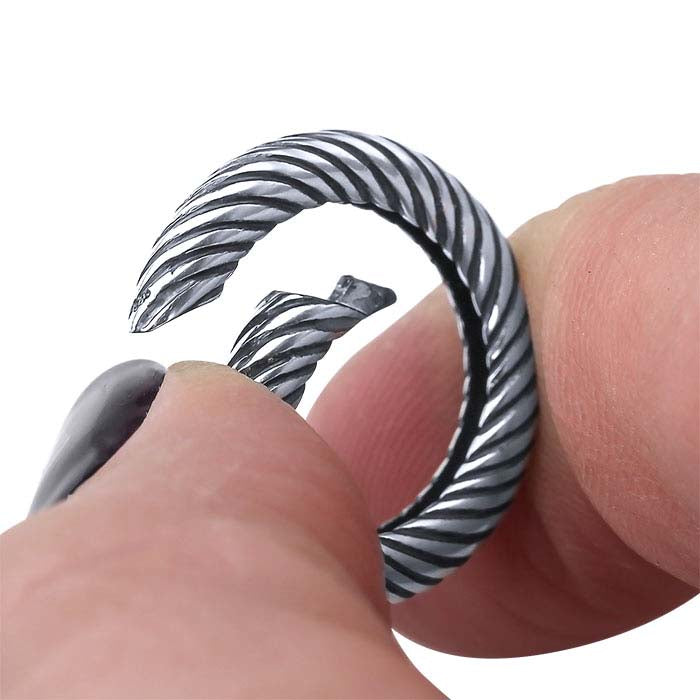 Sterling Silver Oxidized Twist Round Push Clasp