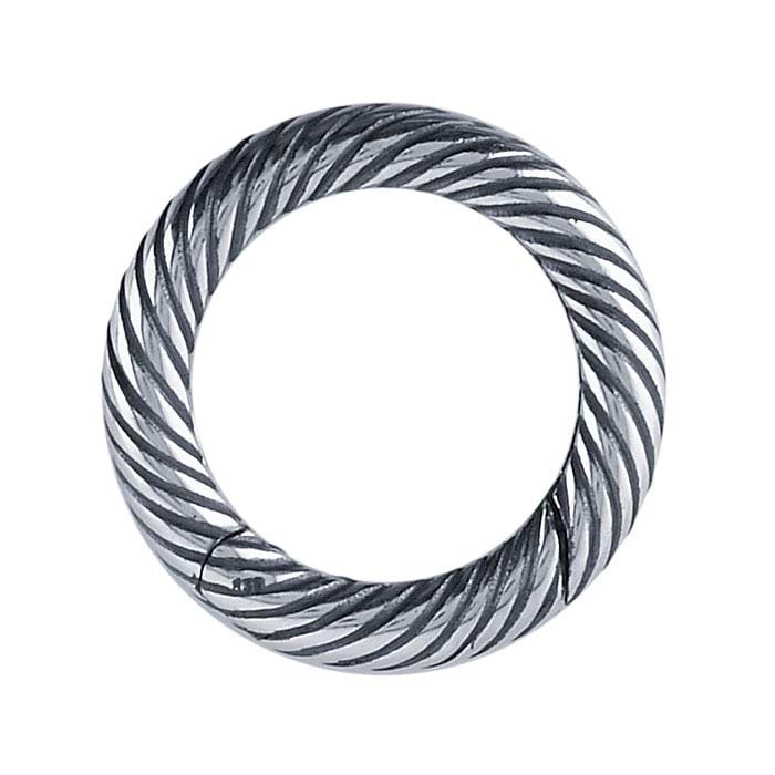 Sterling Silver Oxidized Twist Round Push Clasp