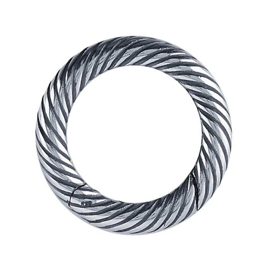 Sterling Silver Oxidized Twist Round Push Clasp