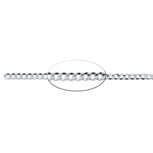 Sterlingsilver 4,2 mm fasad curb-kedja, per fot