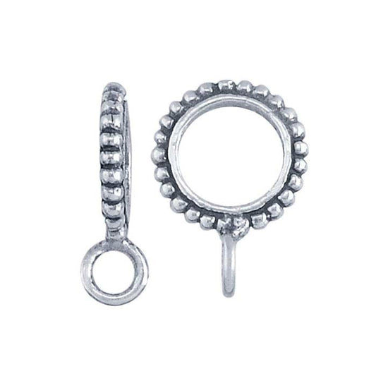 Sterling Silver Beaded Slide Pendant Bail with Ring