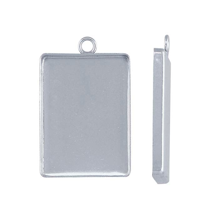 Sterling sølv 25 x 18 mm rektangulært harpiks komponentfeste