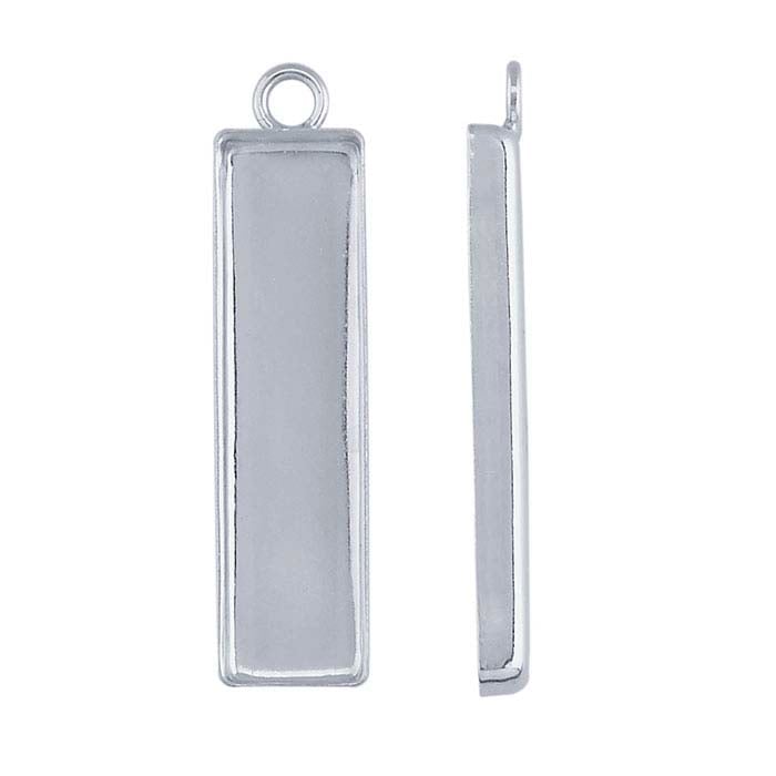 Sterling Silver 28 x 7mm Rectangle Resin Component Mounting