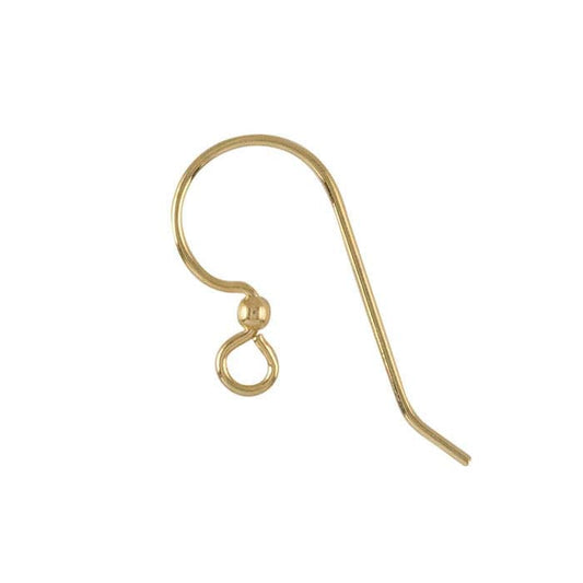 Brass Ear Wire with Loop and Bead