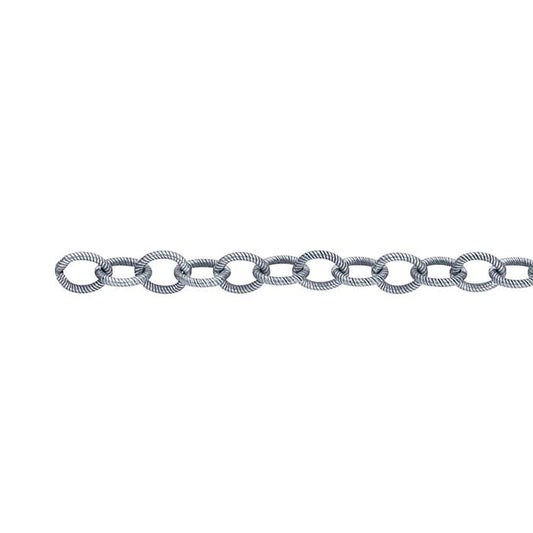 Sterling Silver Oxidized 3.1mm Twist-Pattern Oval Cable Chain, By the Foot