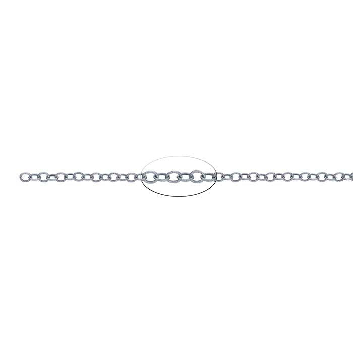 Sterling Silver Oxidized 3.1mm Twist-Pattern Oval Cable Chain, By the Foot