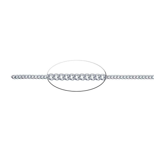 Sterling Silver 2,3 mm Curb-kedja, per fot