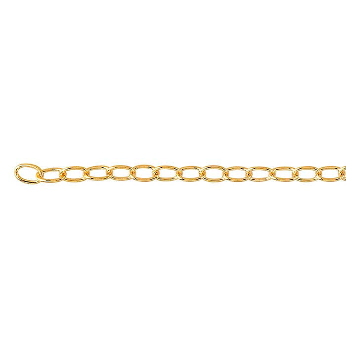 Brass Yellow Gold-Plated Oval Cable Chain, 6.1 m. Spool