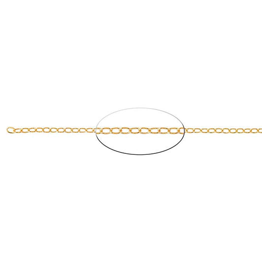 Brass Yellow Gold-Plated Oval Cable Chain, 6.1 m. Spool