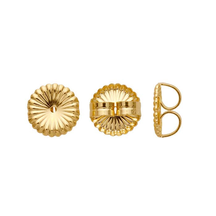 18K Yellow Gold 9mm dia. Friction Ear Nut