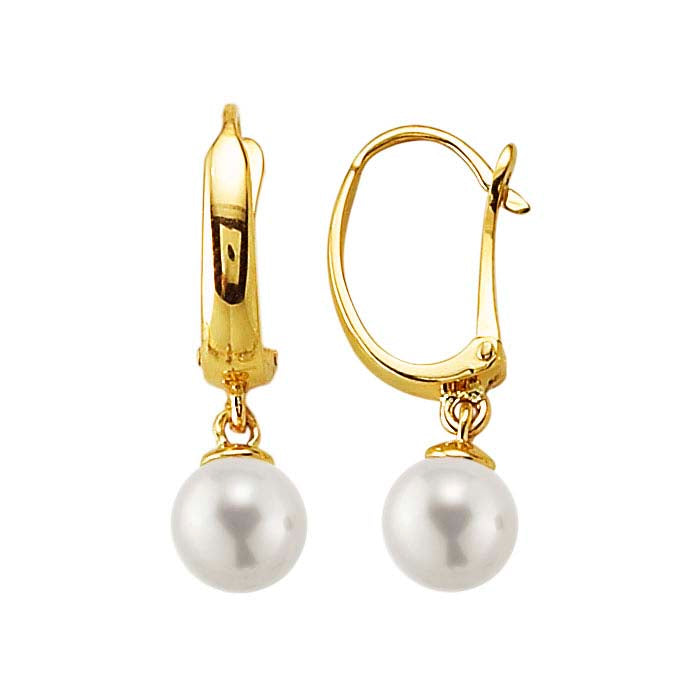14K Yellow Gold Lever-Back Pearl Ear Wire Mounting
