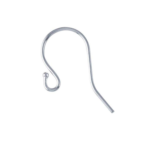 14K White Gold Rhodium-Plated Ear Wire with Loop and Ball End
