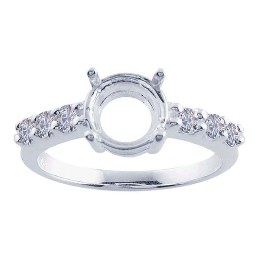 Sterling Silver 8mm Round Semi-Mount Engagement Ring Mounting