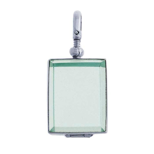 Sterling Silver Rectangle Glass Locket Pendant