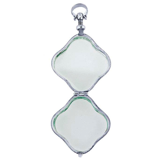 Sterling Silver Clover Glass Locket Pendant