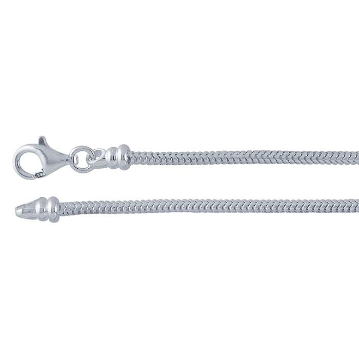 Sterling Silver 2mm Unseamed Snake Chain with Threaded End Cap