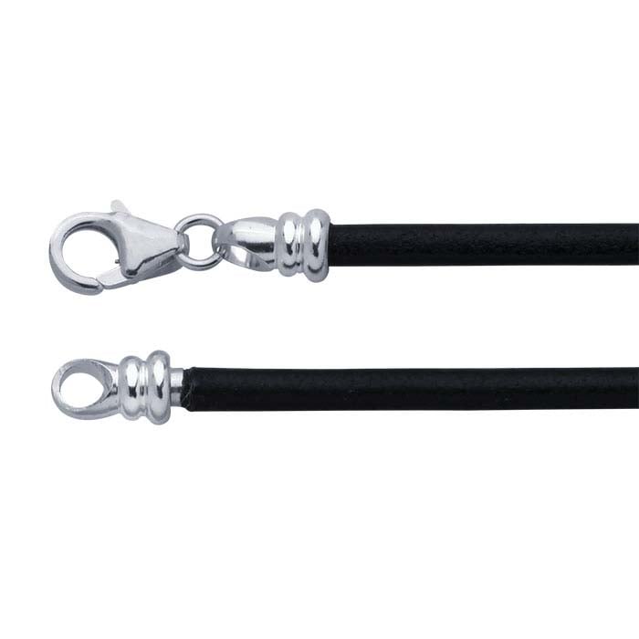 Black Leather Cord with Threaded End Cap