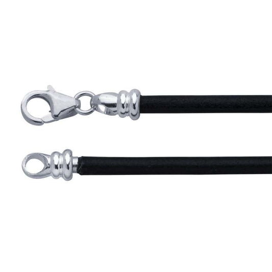 Black Leather Cord with Threaded End Cap